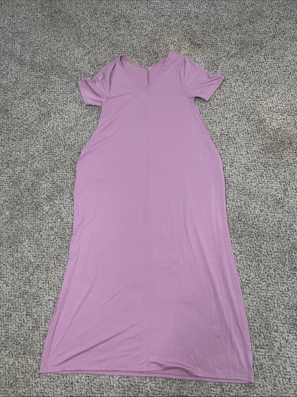 Muave V-Neck Short Sleeve Maxi Dress with pockets